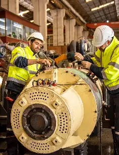 Técnico de KEGISA realizando mantenimiento a generador